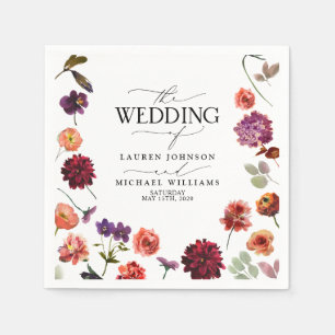 Summer Garden Flowers Fall Burnt Orange Wedding Napkin