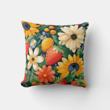 Summer Garden Flowers Strawberry Pattern