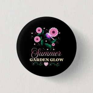 Summer Garden Glow Bird Floral Botanical Cottageco 3 Cm Round Badge