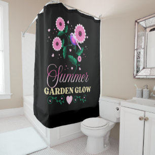 Summer Garden Glow Bird Floral Botanical  Shower Curtain