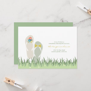 Summer Garden Grass Flowers Flip Flops Wedding Invitation