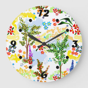 Summer garden large clock
