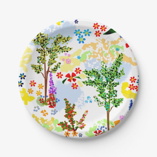 Summer garden paper plate (Front)