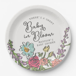 Summer Garden Party Bright Floral Baby Shower Paper Plate