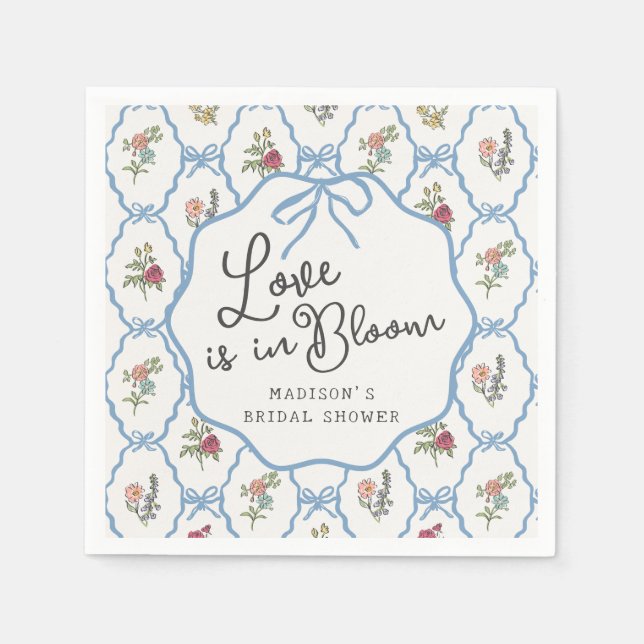 Summer Garden Party Bright Floral Bridal Shower Napkin (Front)