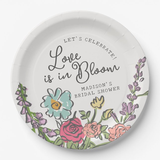 Summer Garden Party Bright Floral Bridal Shower Paper Plate (Front)