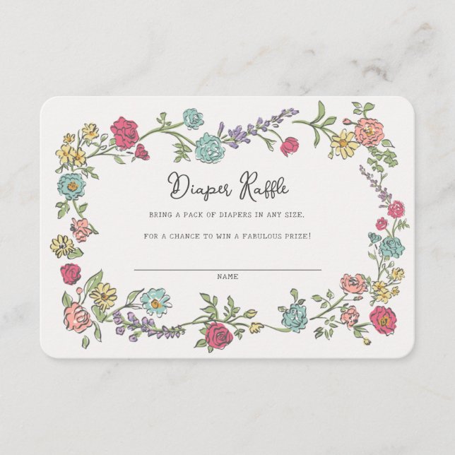 Summer Garden Party Floral Diaper Raffle Insert (Front)