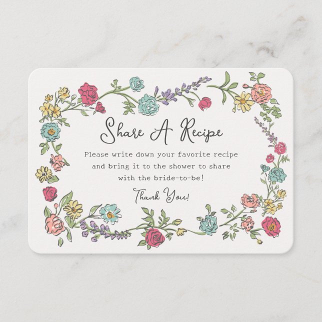Summer Garden Party Floral Share A Recipe Insert (Front)