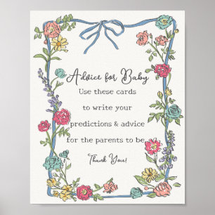 Summer Garden Party Floral Shower Advice for Baby Poster