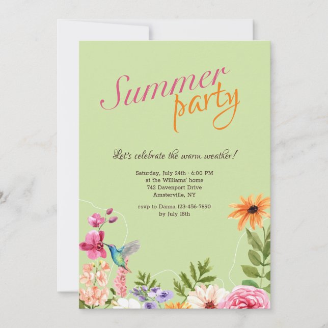 Summer Garden Party Invitation (Front)