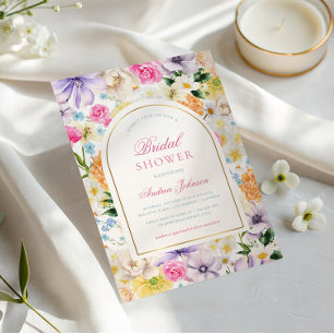 Summer Garden Tea Party Chic Floral Bridal Shower Invitation
