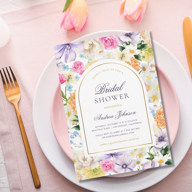 Summer Garden Tea Party Chic Floral Bridal Shower Invitation (Creator Uploaded)