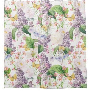 Summer Garden - Vintage Redouté Cottage Flowers 1 Shower Curtain