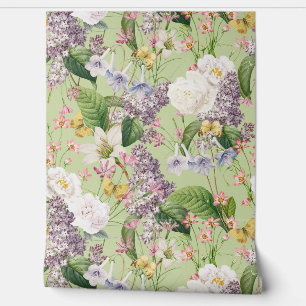 Summer Garden - Vintage Redouté Cottage Flowers Wallpaper
