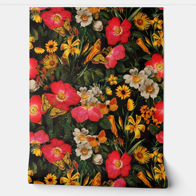 Summer Garden - Vintage Redouté Cottage Roses 3 Wallpaper (Unrolling)