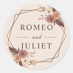 Summer Garden Watercolor Floral Wedding Classic Round Sticker