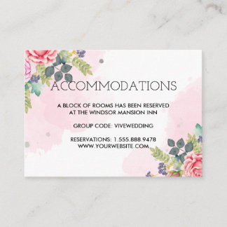 Summer Garden Watercolor Floral Wedding Enclosure Card
