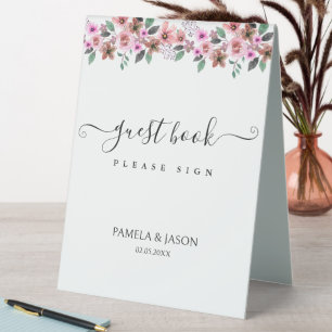 Summer Garden Watercolor Floral Wedding guestbook 