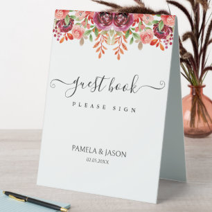 Summer Garden Watercolor Floral Wedding guestbook 