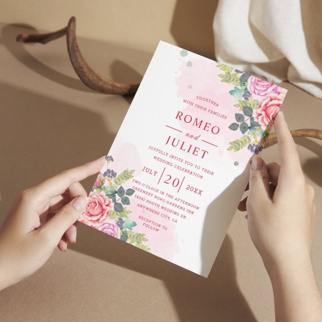  Summer Garden Watercolor Floral Wedding Invitatio Invitation (Creator Uploaded)