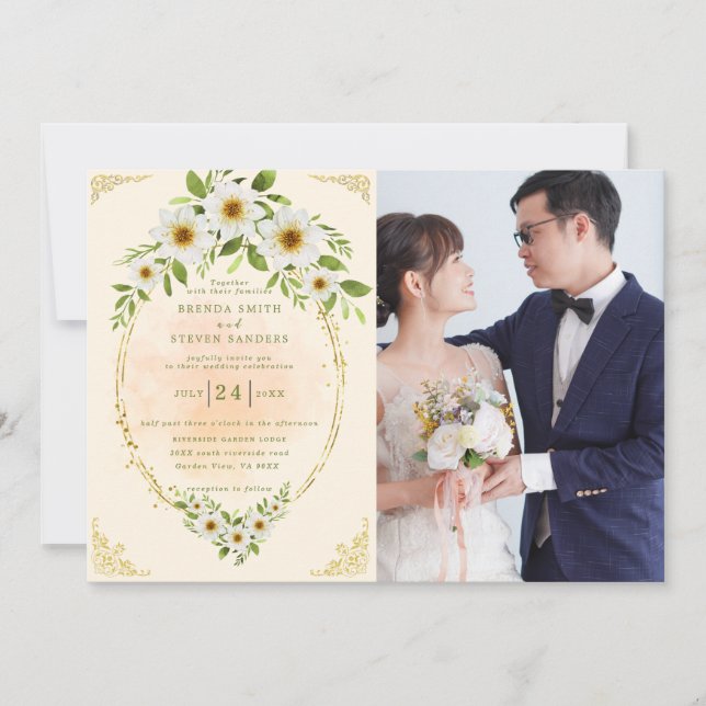 Summer Garden Watercolor Floral Wedding Invitation (Front)