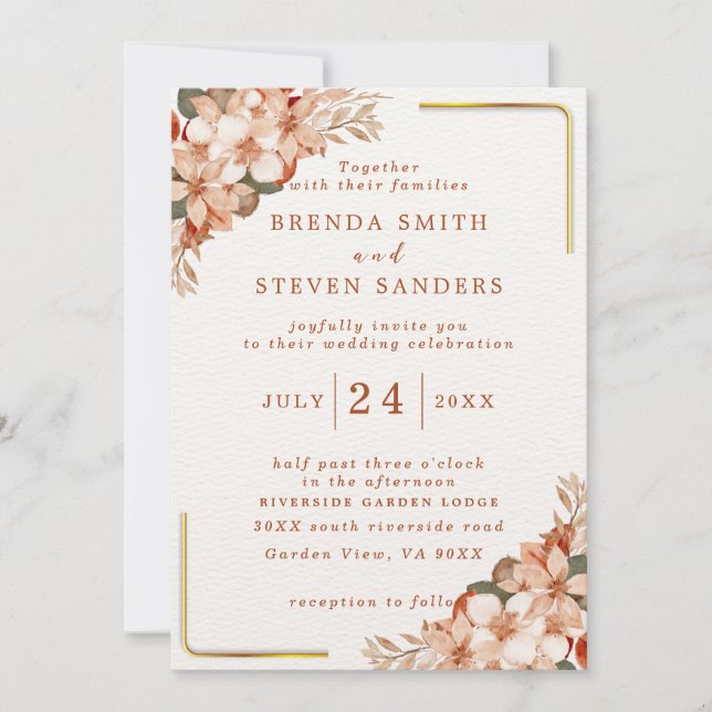 Summer Garden Watercolor Floral Wedding Invitation (Front)