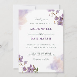 Summer Garden Watercolor Floral Wedding Invitation
