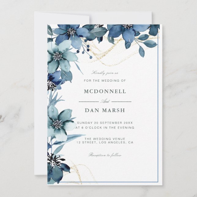 Summer Garden Watercolor Floral Wedding Invitation (Front)