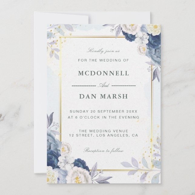 Summer Garden Watercolor Floral Wedding Invitation (Front)