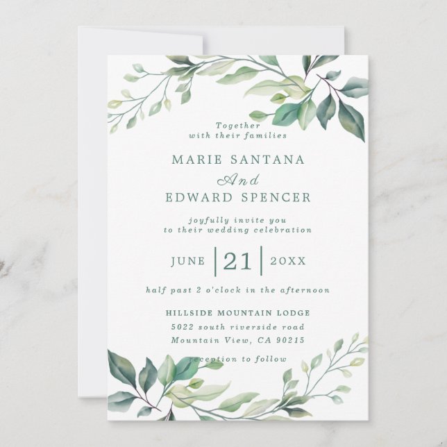 Summer Garden Watercolor Floral Wedding Invitation (Front)