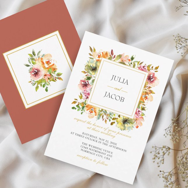 Summer Garden Watercolor Floral Wedding Invitation (Summer Garden Watercolor Floral Wedding Invitation)