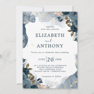 Summer Garden Watercolor Floral Wedding Invitation