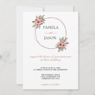 Summer Garden Watercolor Floral wedding Invitation
