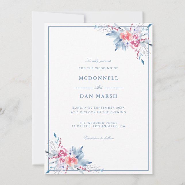 Summer Garden Watercolor Floral Wedding Invitation (Front)