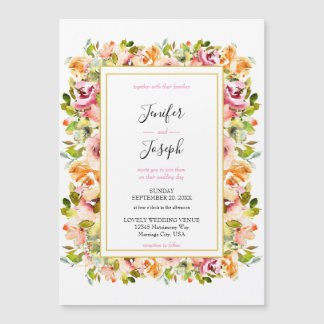 Summer Garden Watercolor Floral Wedding  Magnetic Invitation