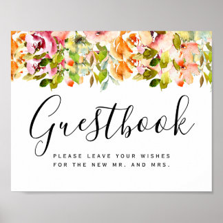 Summer Garden Watercolor Floral Wedding Poster