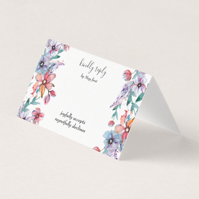 Summer Garden | Watercolor Floral Wedding RSVP (Front)