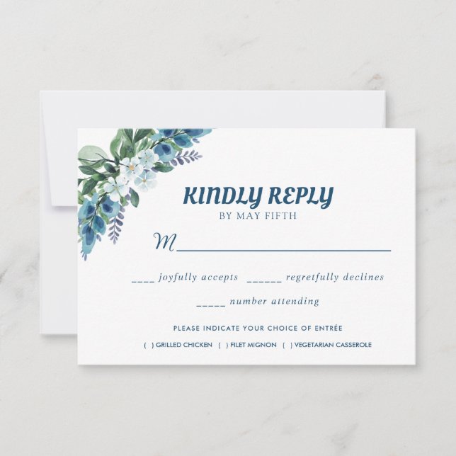 Summer Garden Watercolor Floral Wedding RSVP Card (Front)