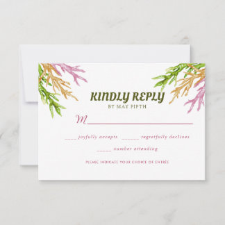 Summer Garden Watercolor Floral Wedding RSVP Card
