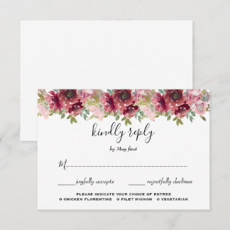 Summer Garden Watercolor Floral Wedding RSVP Card