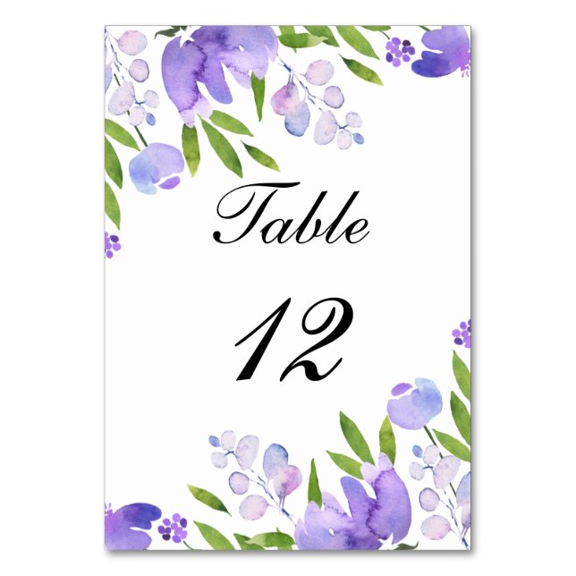 Summer Garden Watercolor Floral Wedding Table Number (Front)