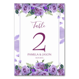 Summer Garden Watercolor Floral Wedding Table Number