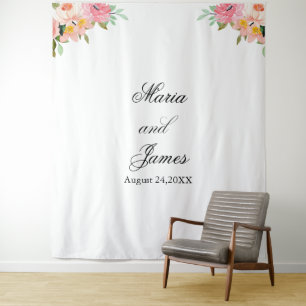 Summer Garden Watercolour Floral Wedding Tapestry
