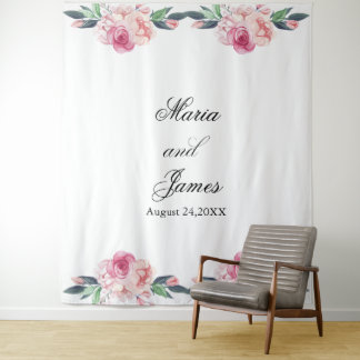 Summer Garden Watercolour Floral Wedding Tapestry