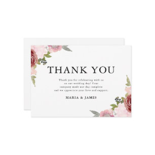 Summer Garden Watercolour Floral Wedding Thank You Card