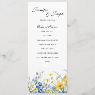 Summer Garden Wedding Ceremony Simple Program Programme