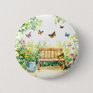 Summer Garden with Butterflies 6 Cm Round Badge