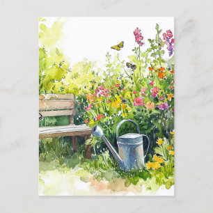 Summer Garden with Butterflies Postcard