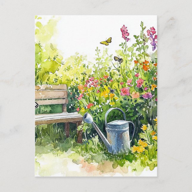 Summer Garden with Butterflies Postcard (Front)