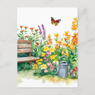 Summer Garden with Butterflies Postcard